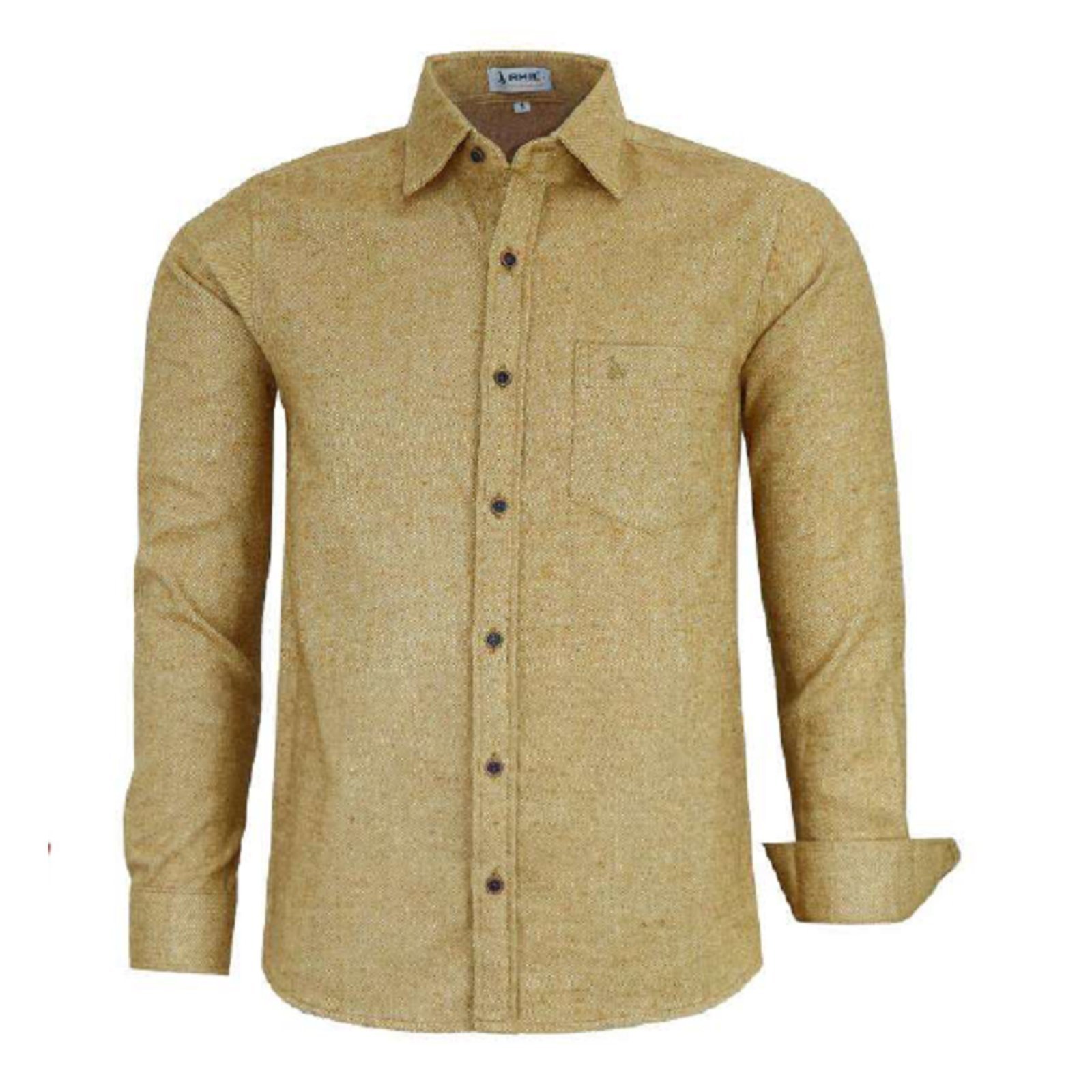 Camisa Flanela Liso Social Manga Longa Original Amil Ocre