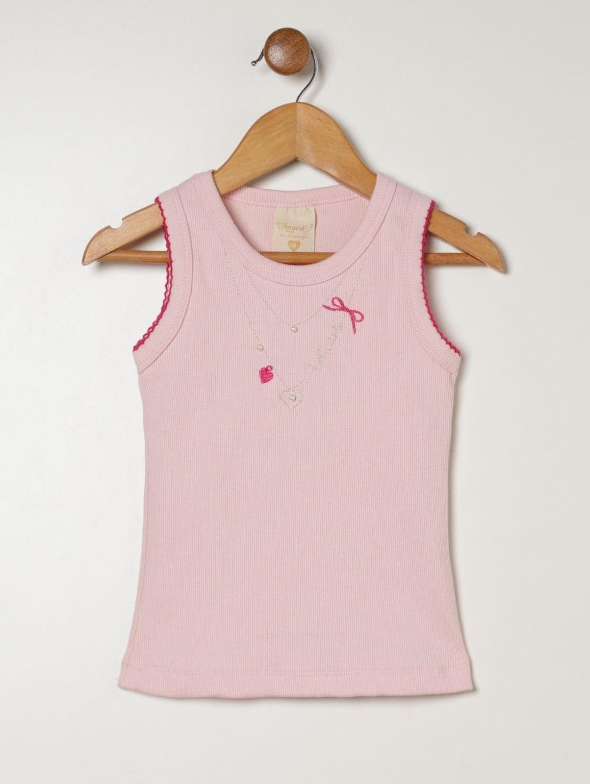 Infantil - Blusa Canelada Regata Para Menina- ROSA