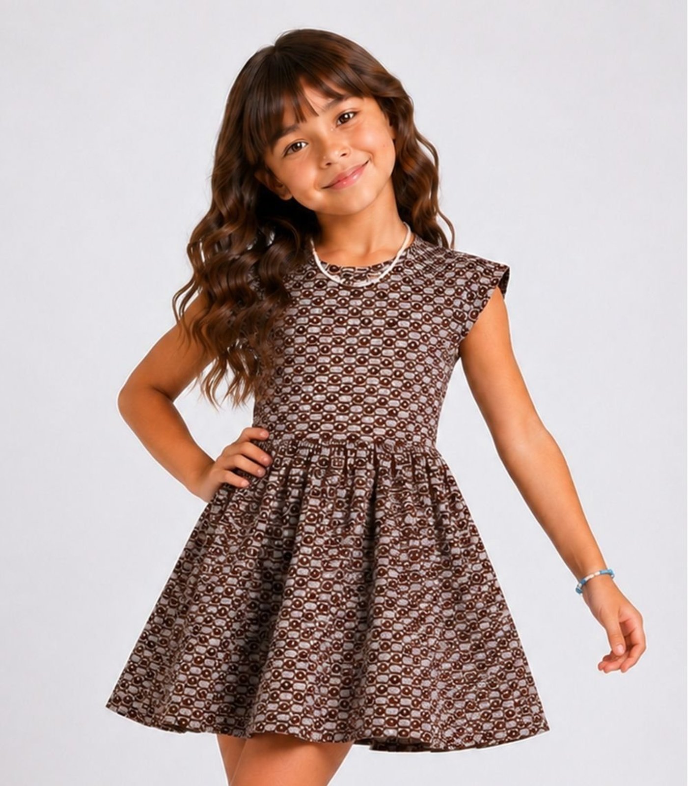 Infantil - Vestido Feminino Jacquard Vegas Select Marrom