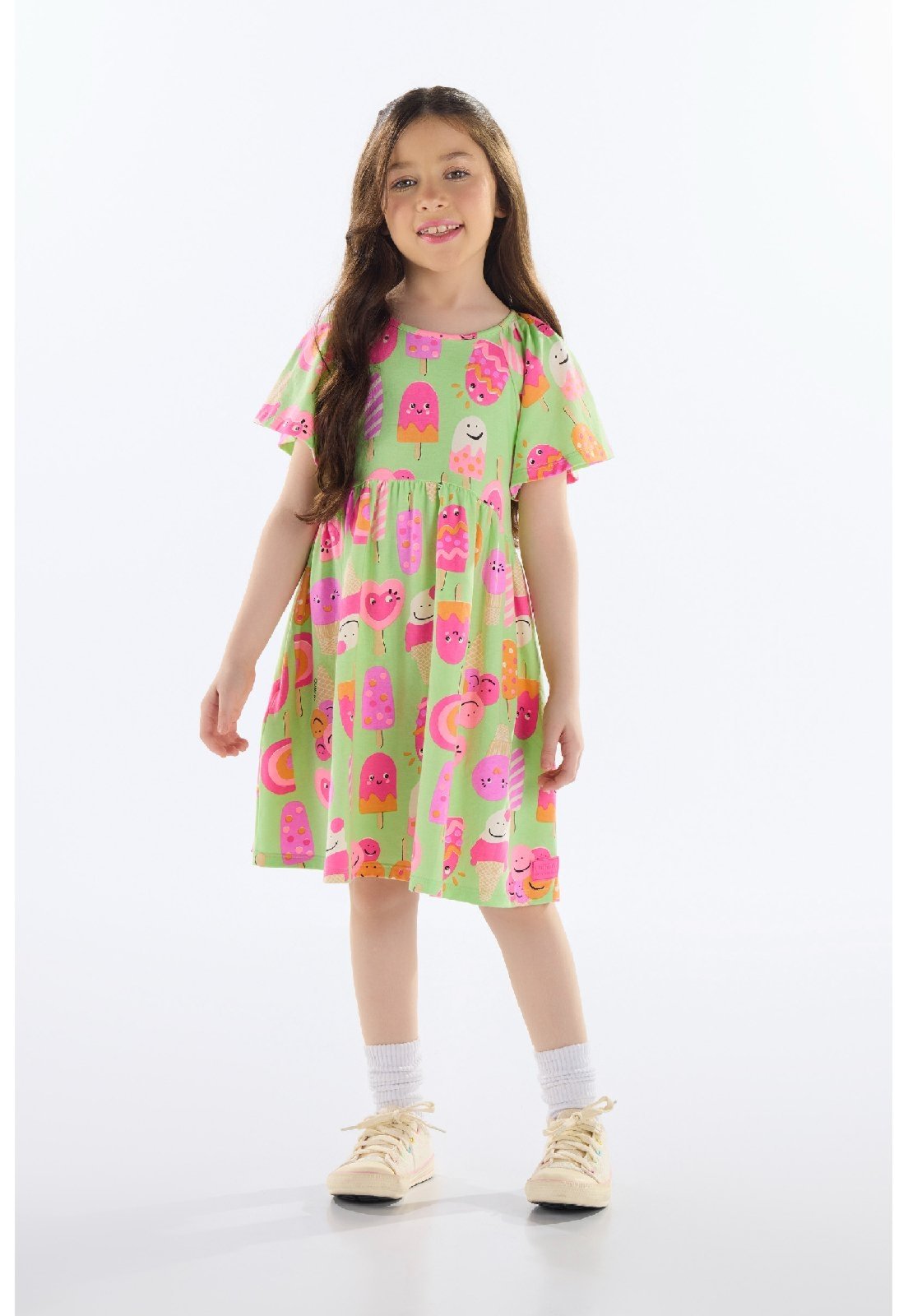Infantil - Vestido Estampado em Cotton Quimby Verde