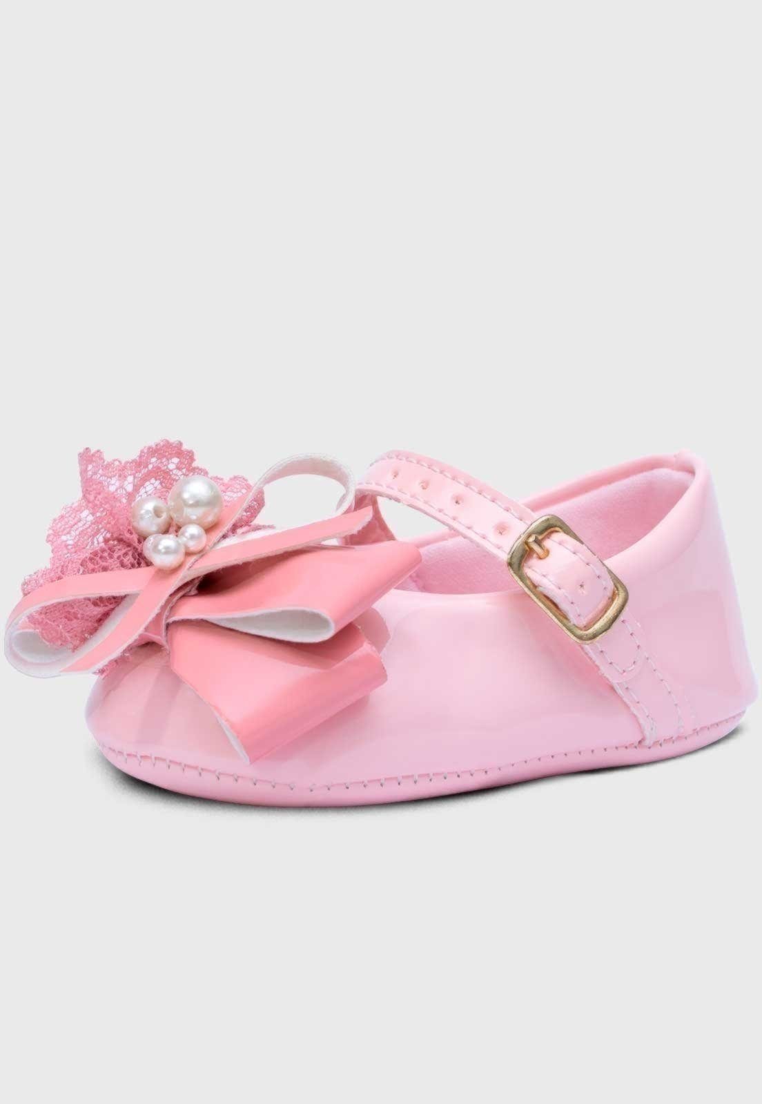 Infantil – Sapatilha Pópidi Menina Pérola Renda Rosa