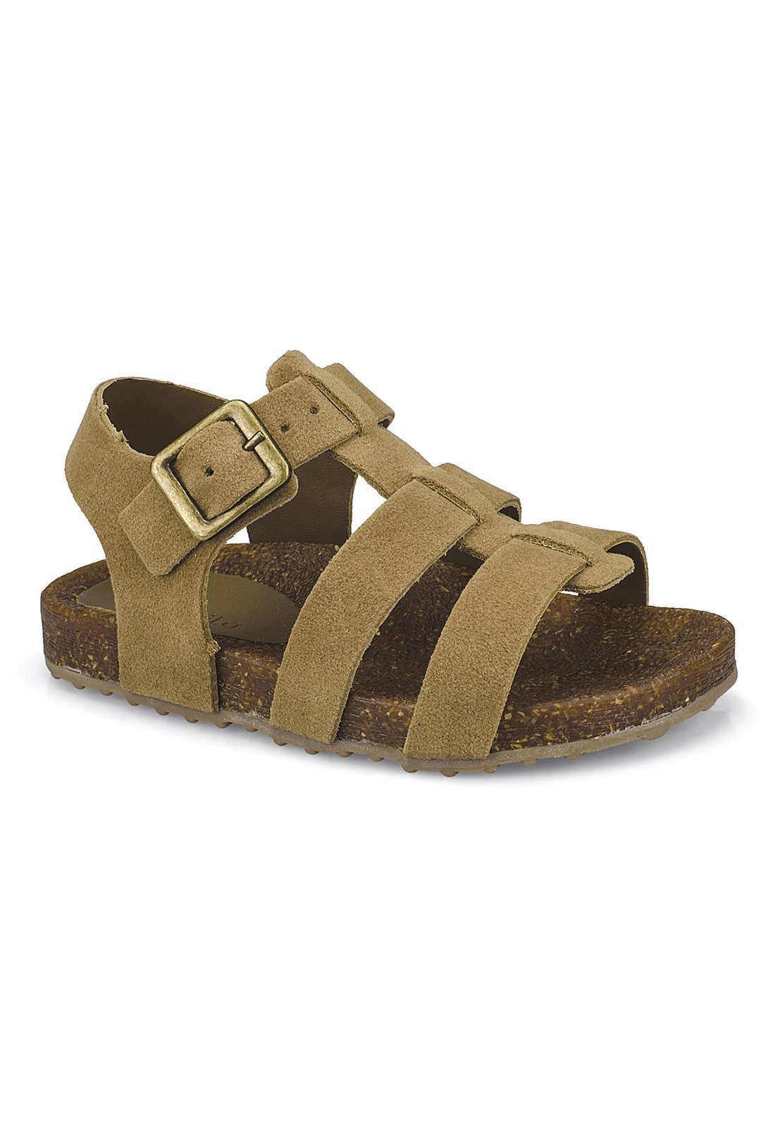 Infantil - Sandália Masculina Pequito Papete Fivela Ajustável Bege 9730