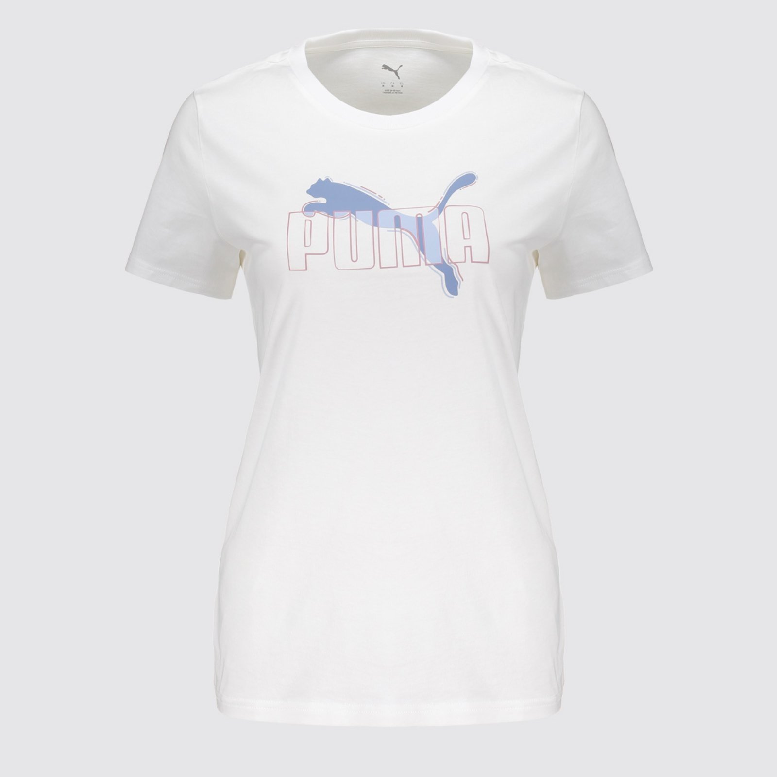 Camiseta Puma ESS Logo Lab Feminina Branca e Azul
