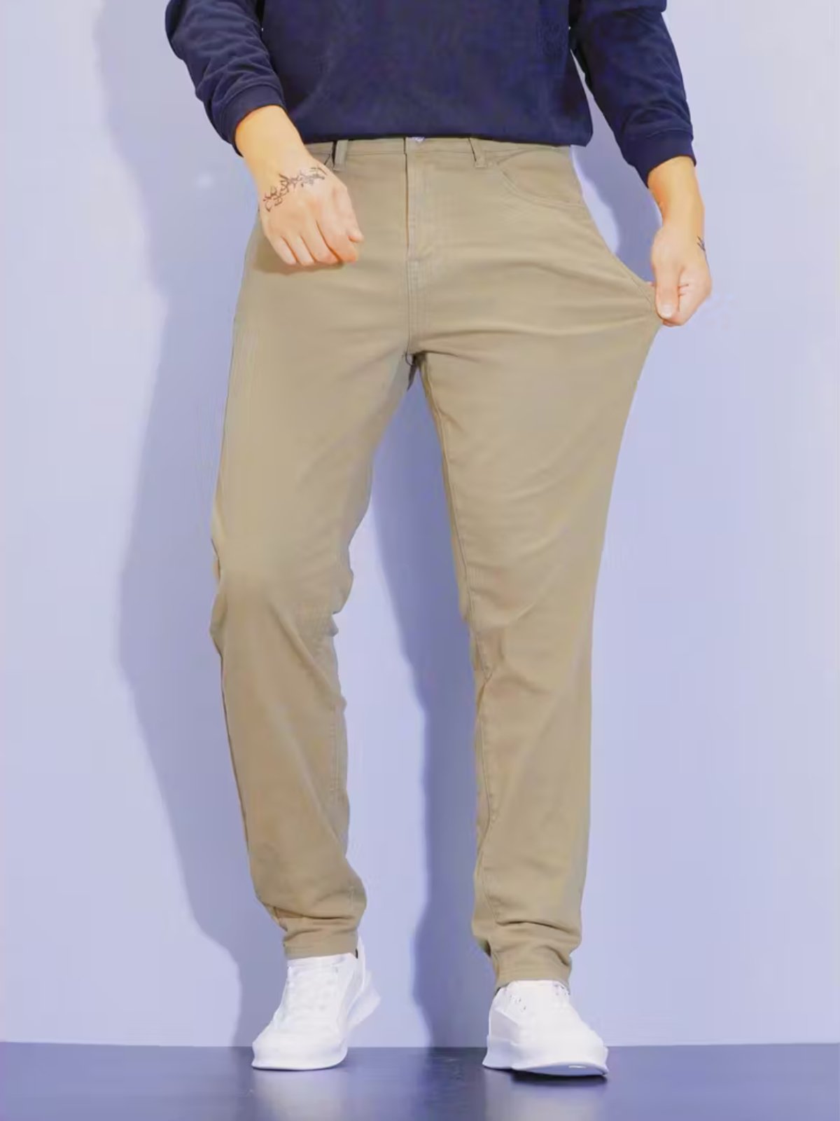 Calça Jeans Sarja 5 Estilos Bege Confortavel e Basica
