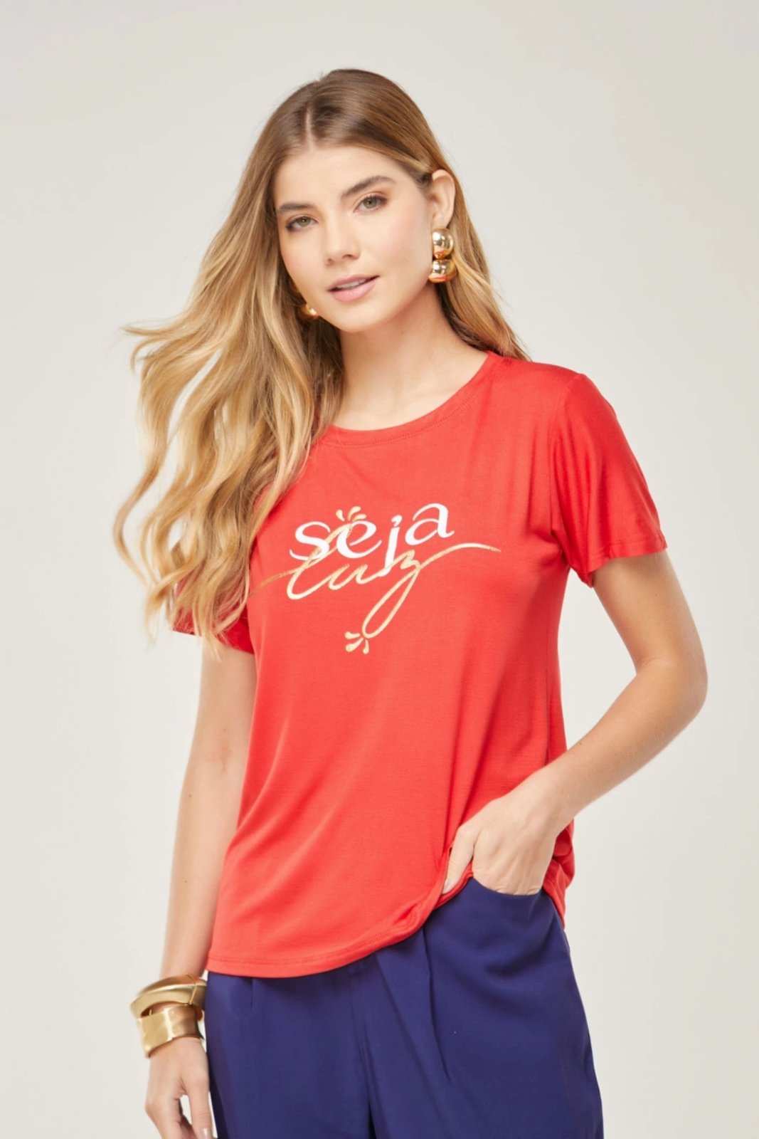 Vista 2 T-Shirt D Bell Outlet Fashion Tshirt Especial Foil - Seja Luz amarelo D BELL OUTLET FASHION amarelo