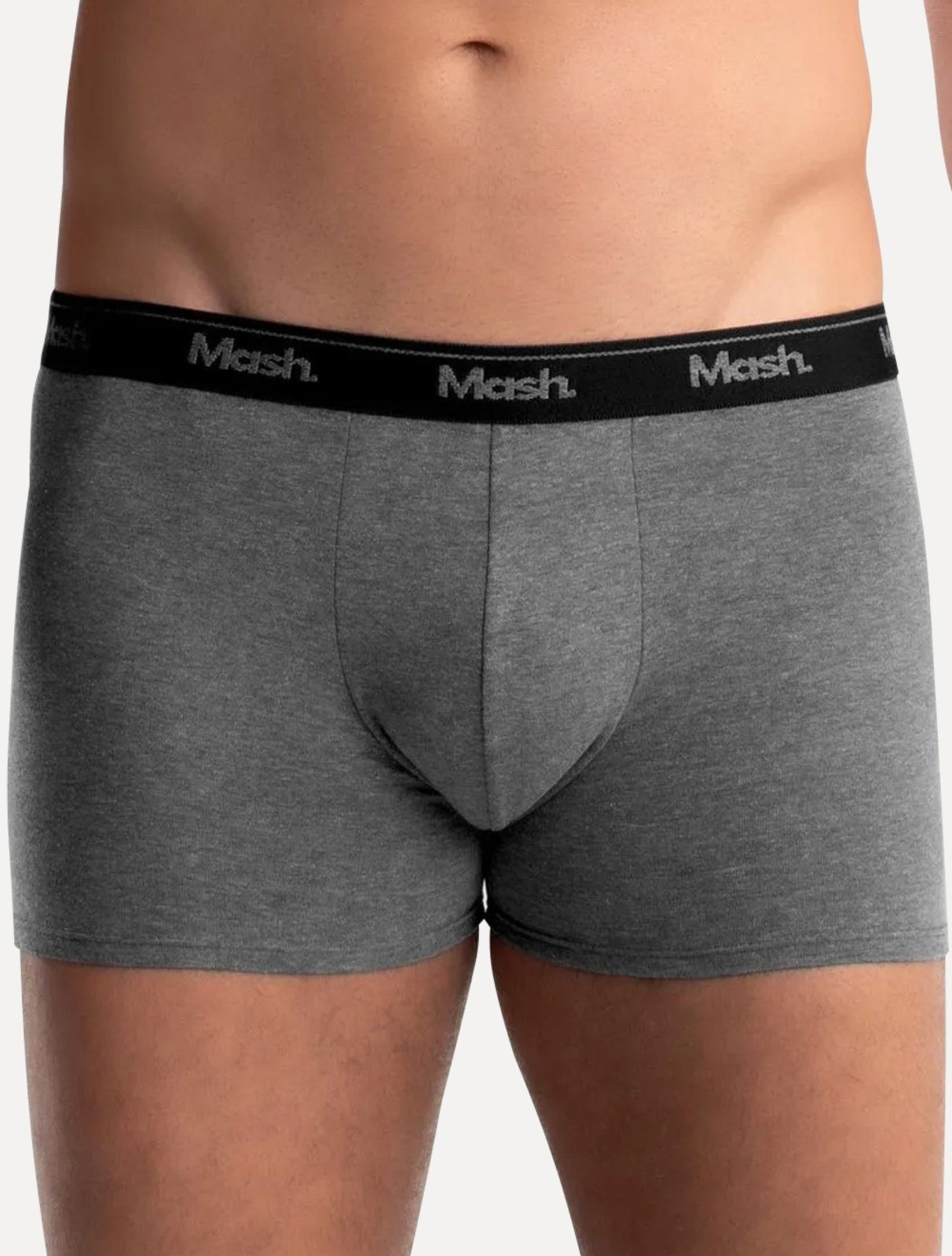 Vista 3 Cueca Mash Boxer Cotton Basic Dark Logo Mescla Escuro cinza MASH cinza