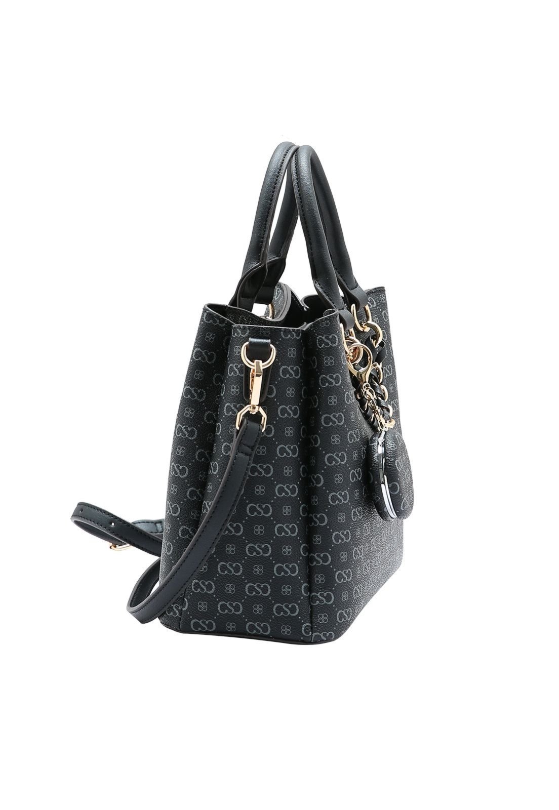 Vista 3 Bolsa Feminina Chenson Cristal Monograma 3485401 preto preto