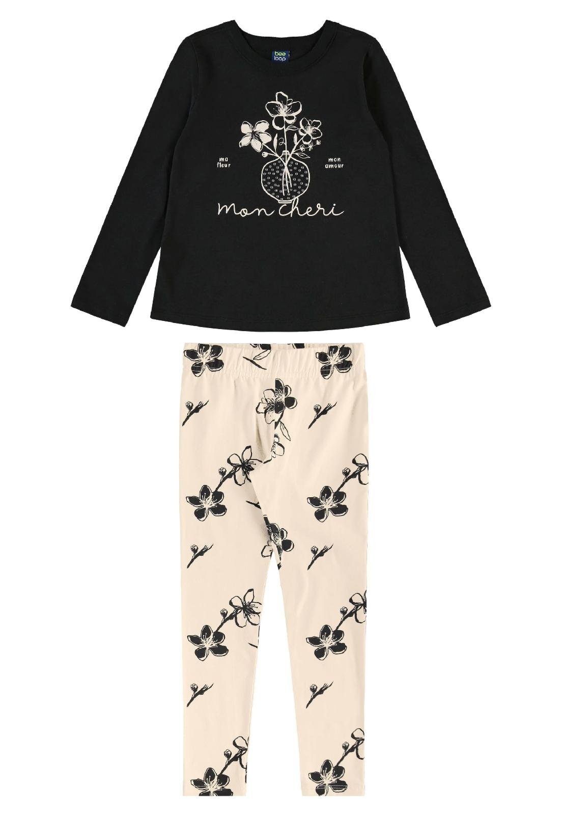 Infantil - Conjunto Mon Chéri Legging Bee Loop Preto
