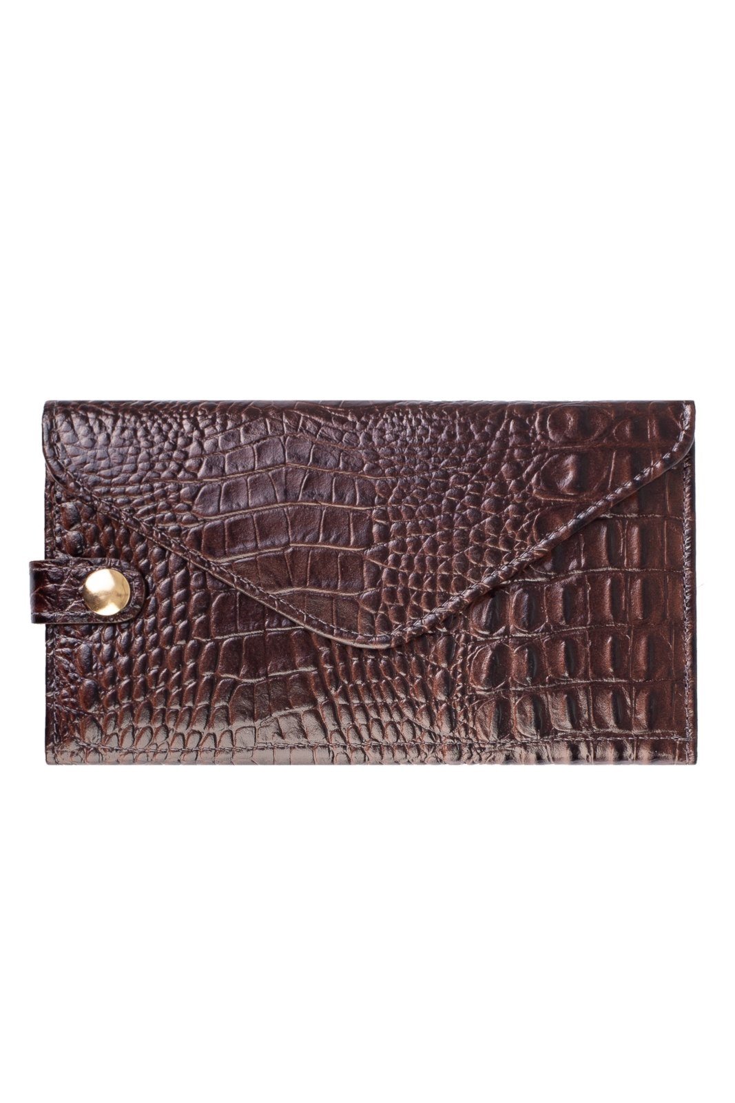 Vista 2 Carteira feminina de couro croco Clara 10,5x19cm - Café Andrea Vinci preto Andrea Vinci preto