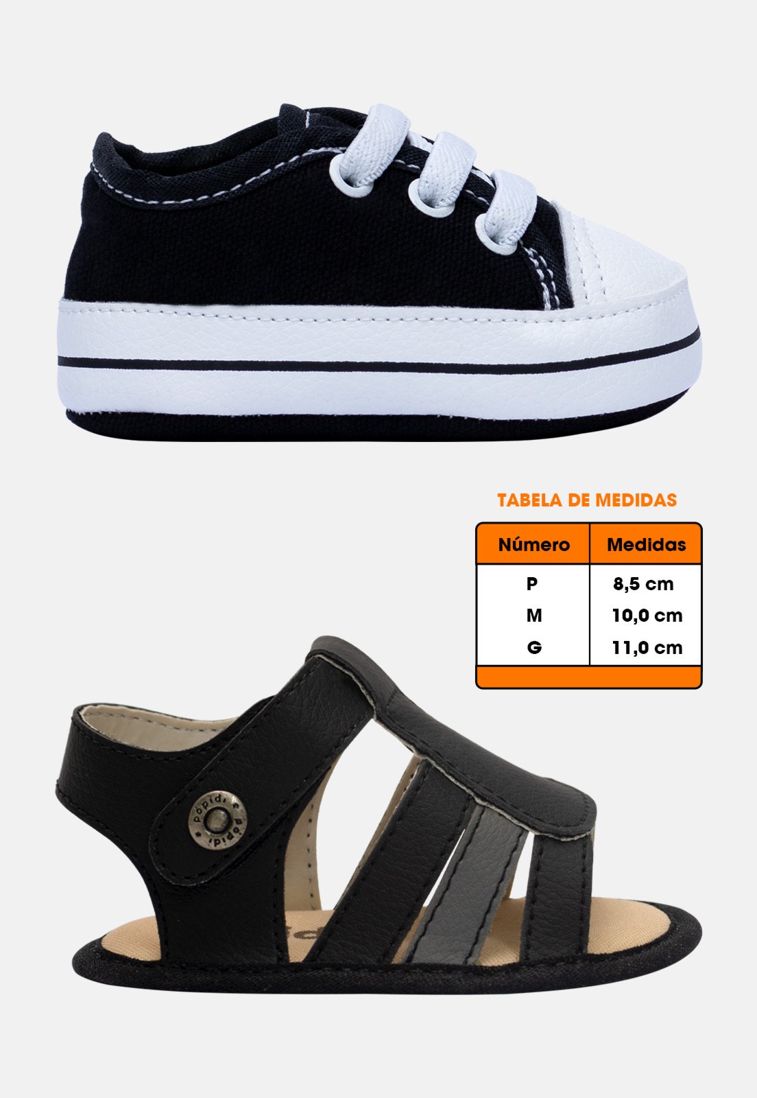 Vista 3 Infantil - Kit Tenis Star e Sandália Pópidi Menino preto Pópidí preto