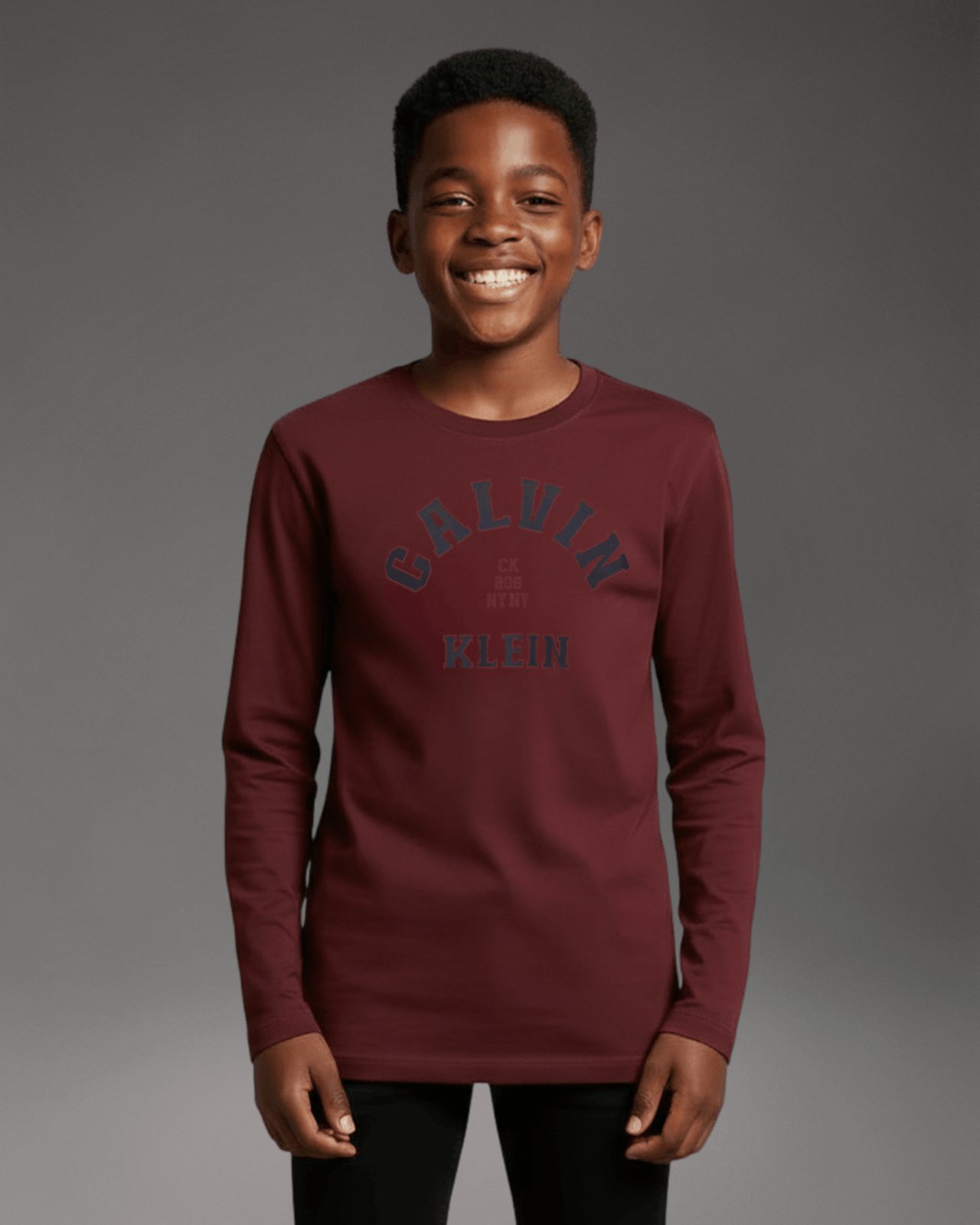 Camiseta Manga Longa Calvin Klein Jeans Menino Varsity - Bordo Calvin Klein Jeans