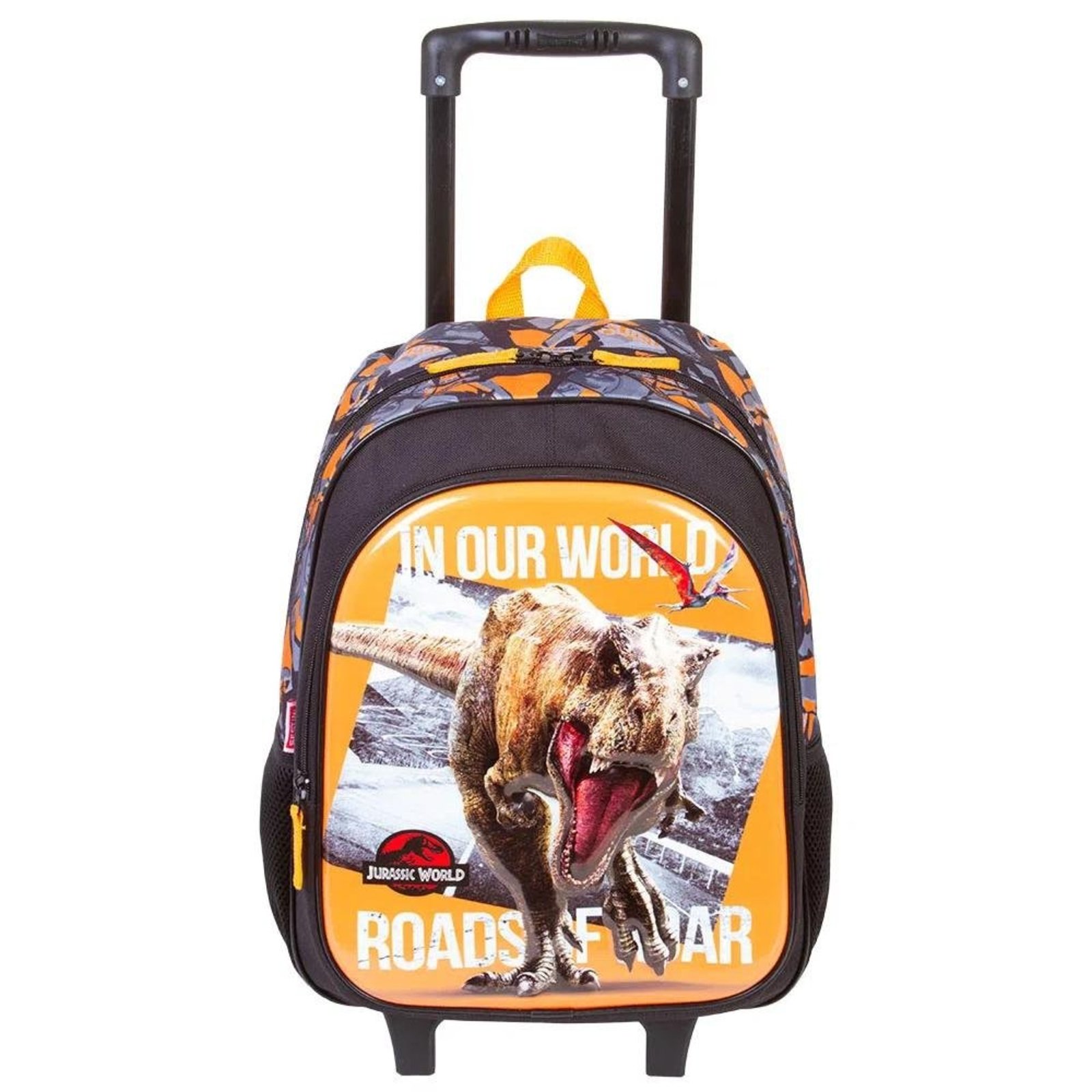 Infantil - Mochila Sestini Com Rodinhas Escolar Jurassic X Laranja