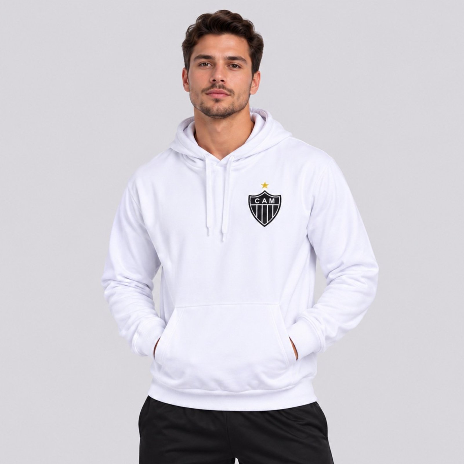 Moletom Atlético Mineiro Canguru Branco