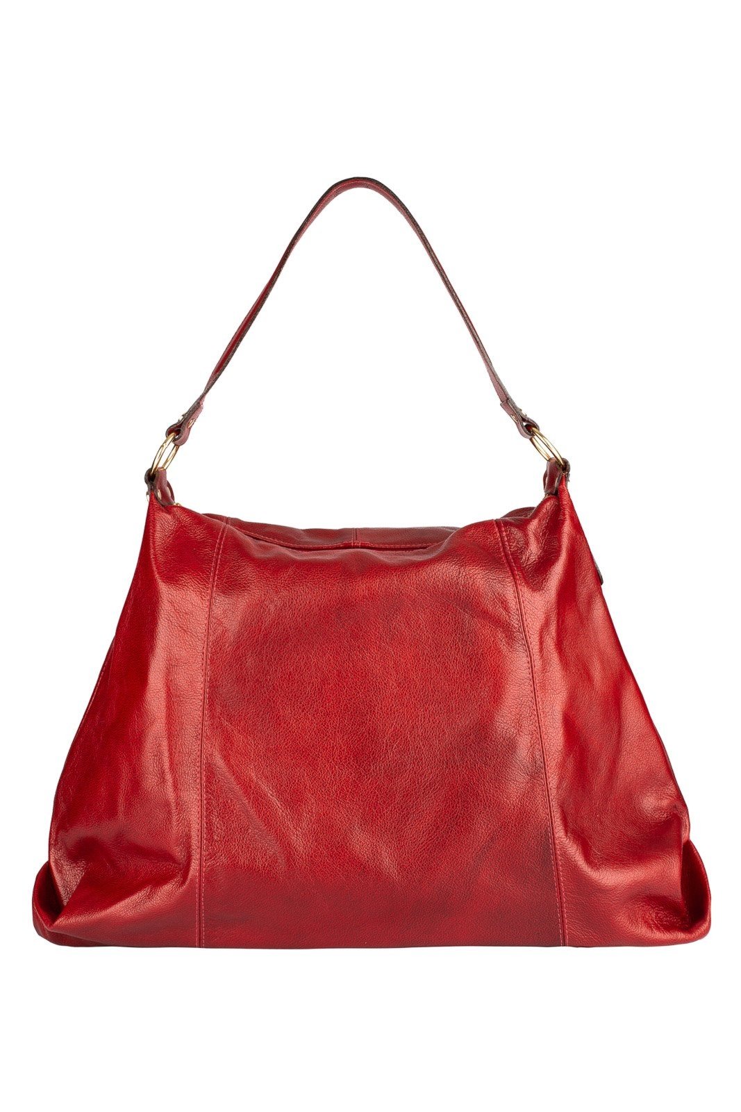 Bolsa saco grande de couro liso Cris - Vermelha