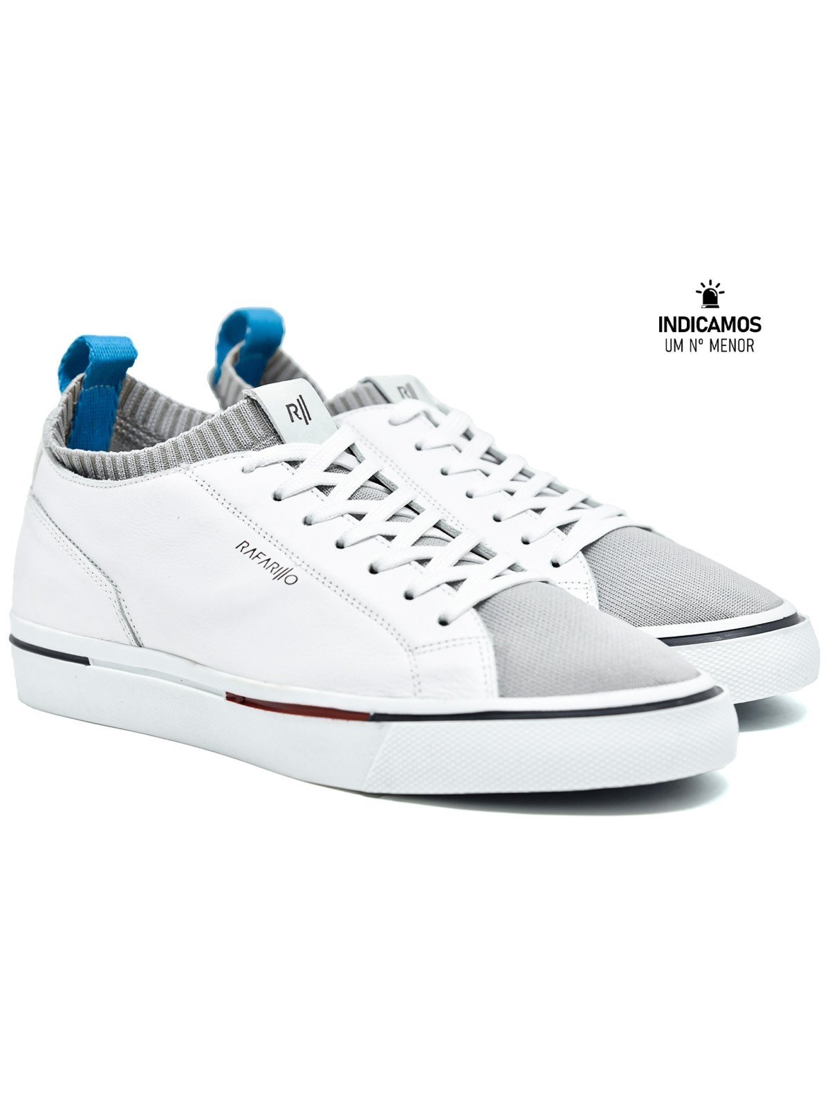 Tênis Rafarillo Alth Aumenta Altura 7cm Couro Conforto Branco Gelo
