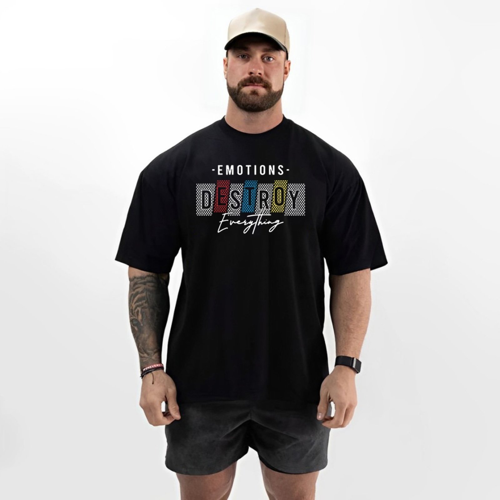 Camiseta Oversized Over Masculina Algodão Academia Preto
