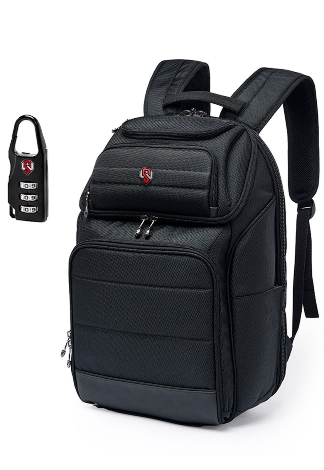 Vista 3 Mochila Executiva Swissport Grande Para Notebook Antifurto Reforçada Moderna preto Swissport preto