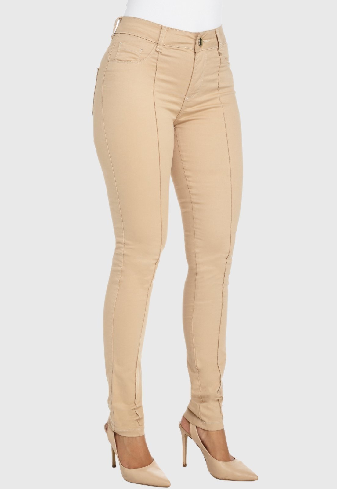 Calça Sarja HNO Jeans Skinny Color Bege