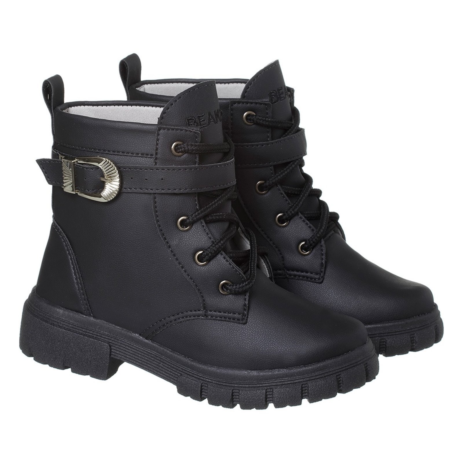 Infantil – Coturno Beakid Bota Menina Preta com Fivela