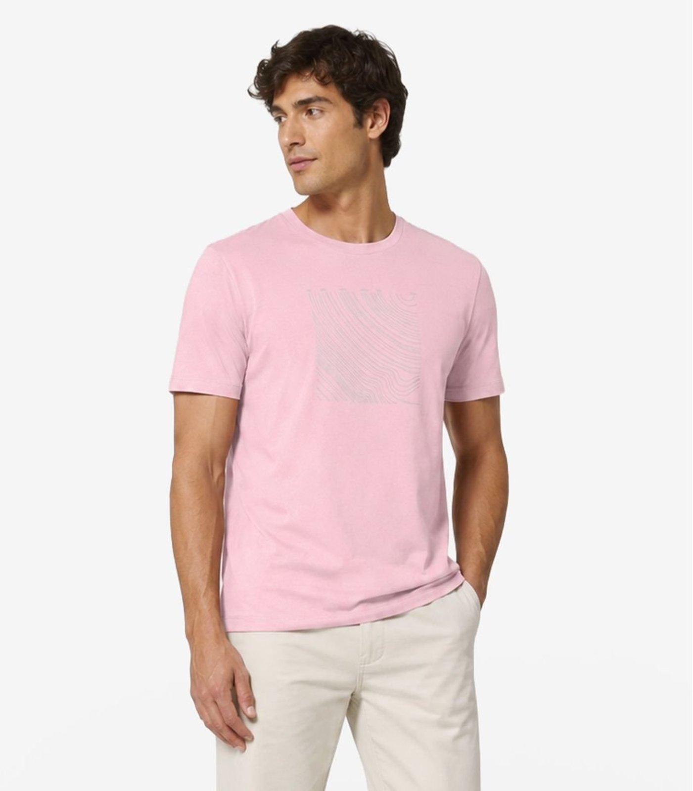 Camiseta Masculina Meia Malha Com Estampa Diametro Rosa