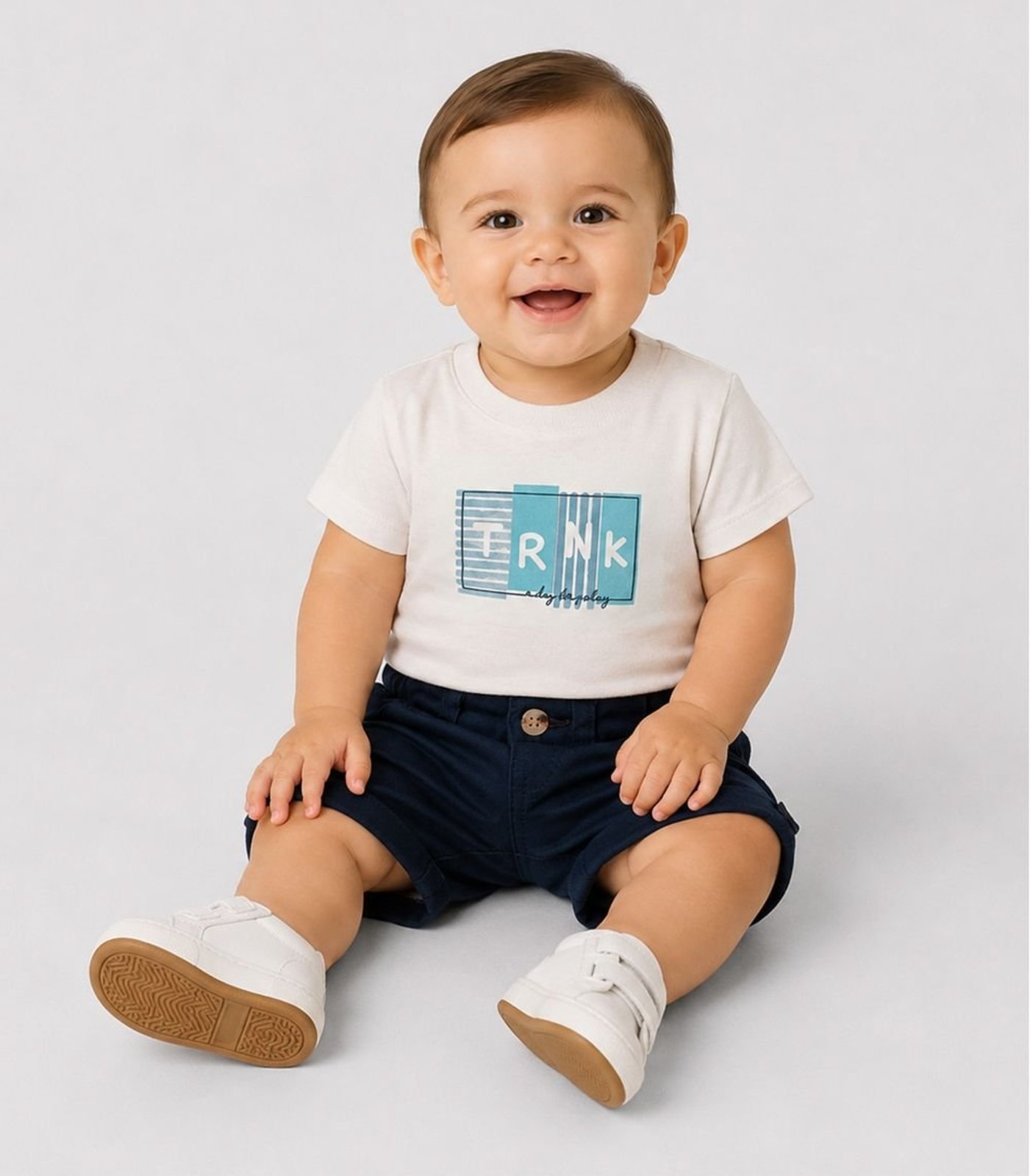 Infantil - Conjunto Camiseta Com Bermuda Trick Nick Bege