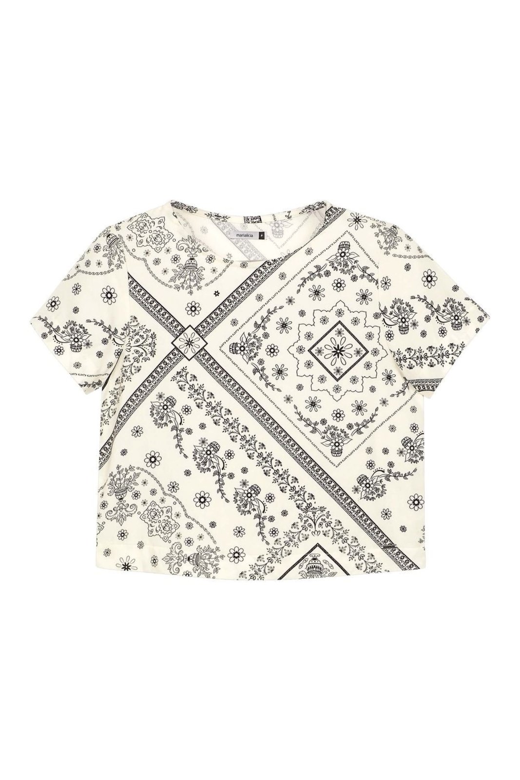 Blusa Feminina Padronagem Floral Marialícia Bege