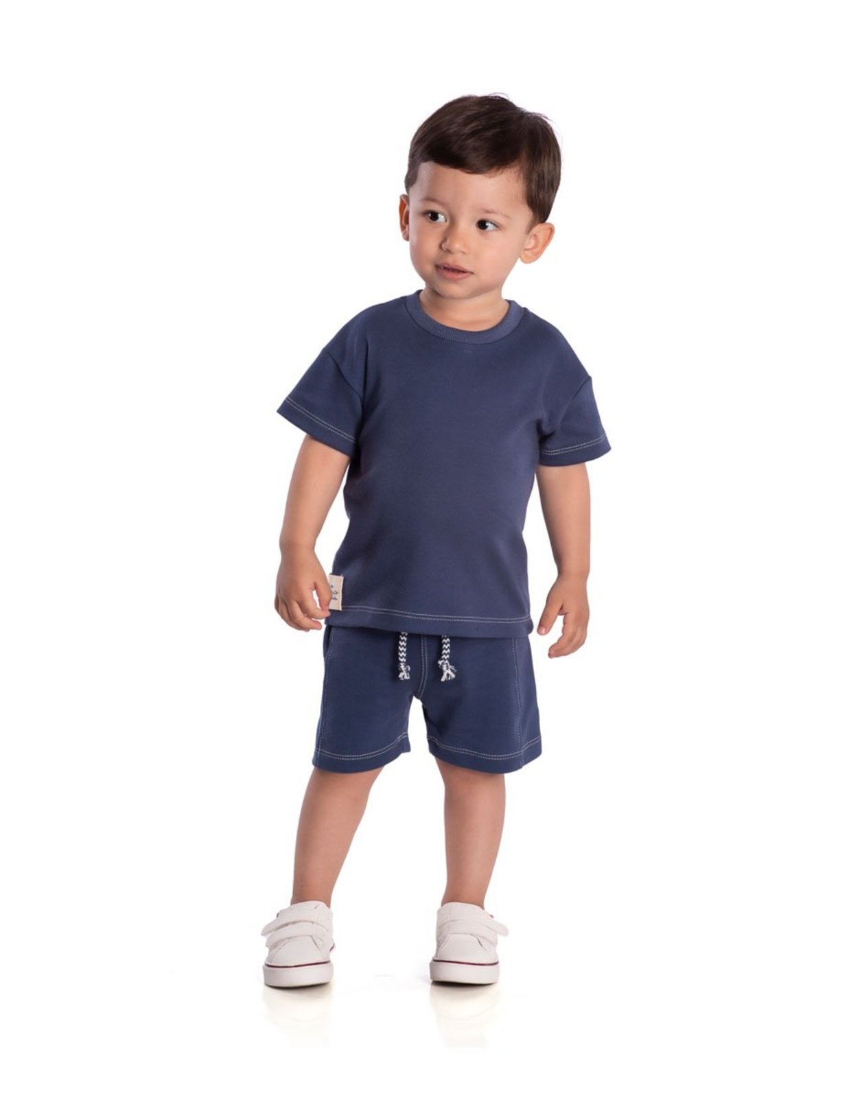 Infantil - Conjunto camiseta e bermuda suedine azul