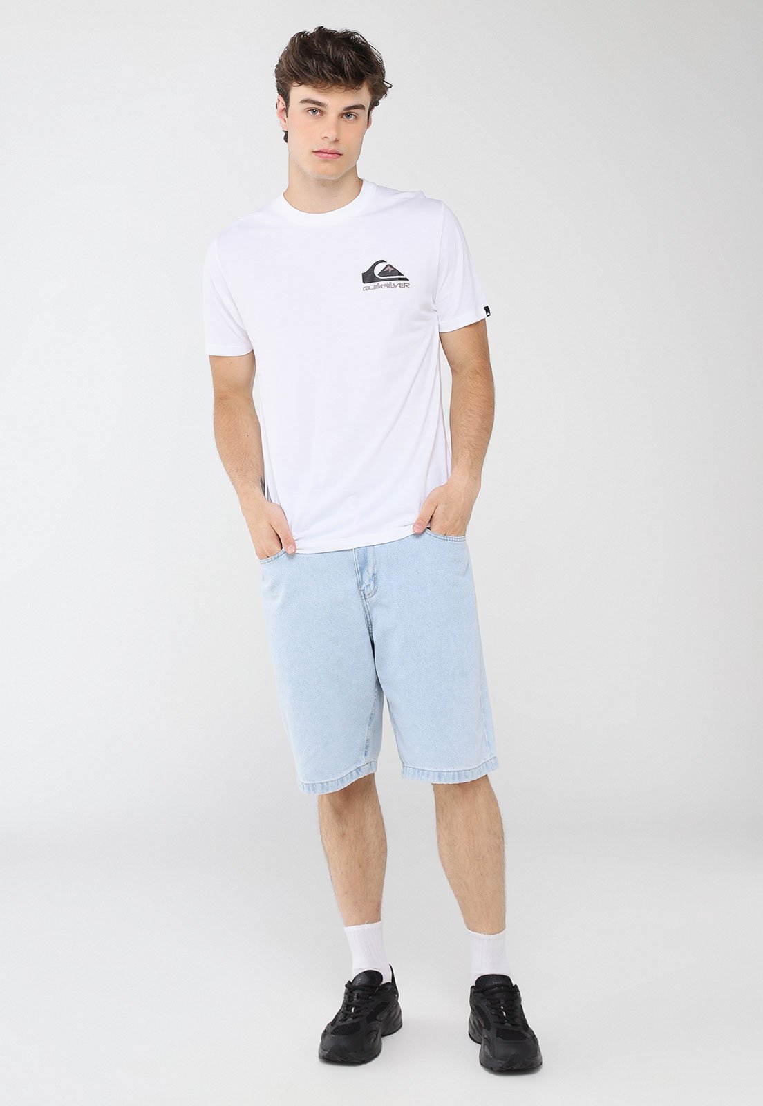 Vista 2 Camiseta Masculina Quiksilver Omni Logo Branca branco Quiksilver branco