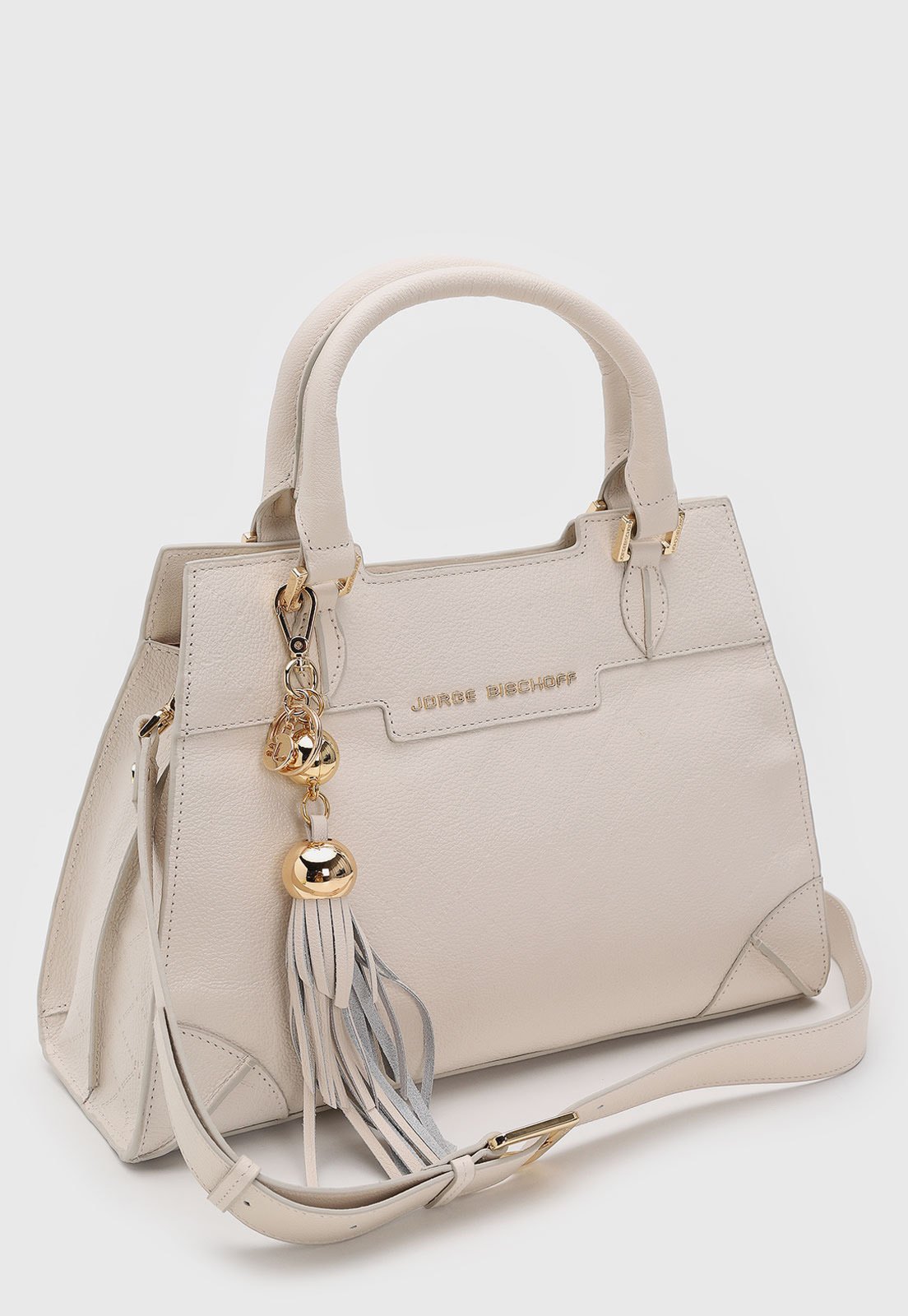 Vista 3 Bolsa Feminina Jorge Bischoff Grande Texturizada Off-White off-white white off-white white
