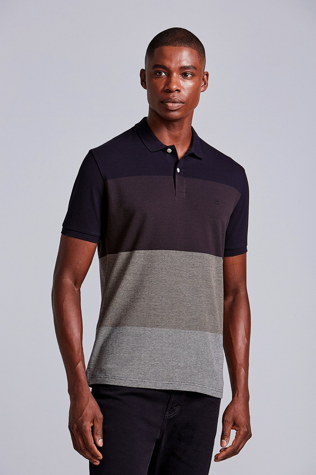 HIGHSTIL Camisa Polo Piquet Comfort - Preto / Amarelo