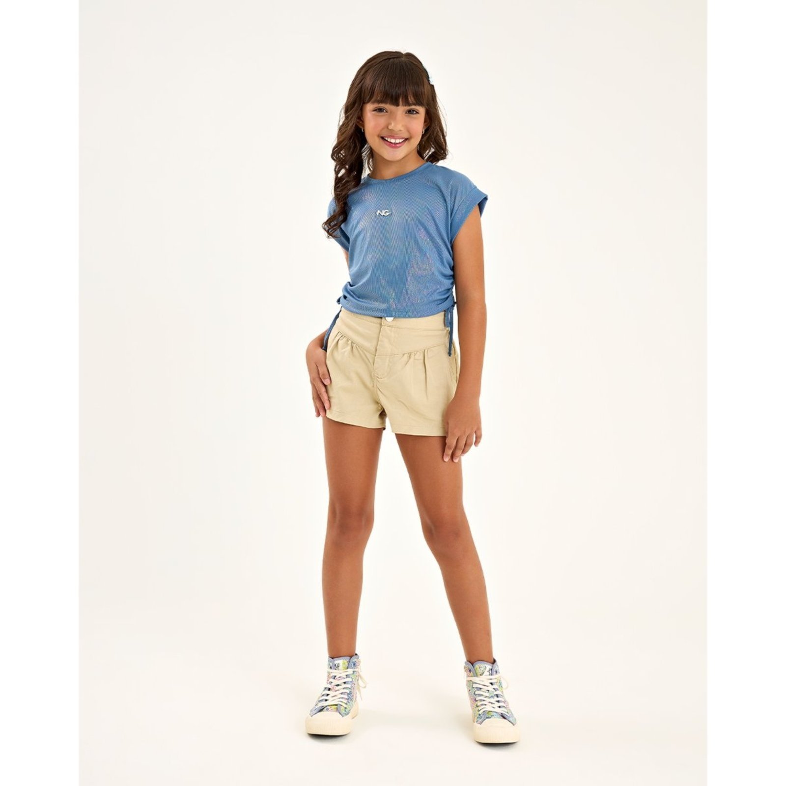 Infantil - Blusa Menina em Malha Canelada Holográfica
