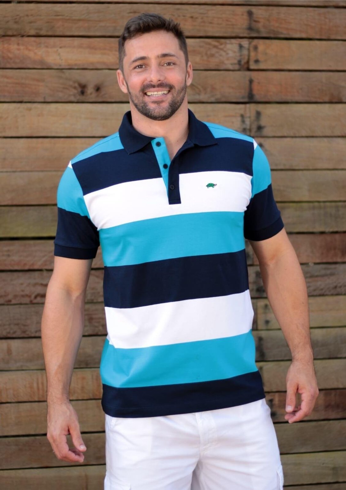 Camisa Polo Listrada | Pau a Pique Azul