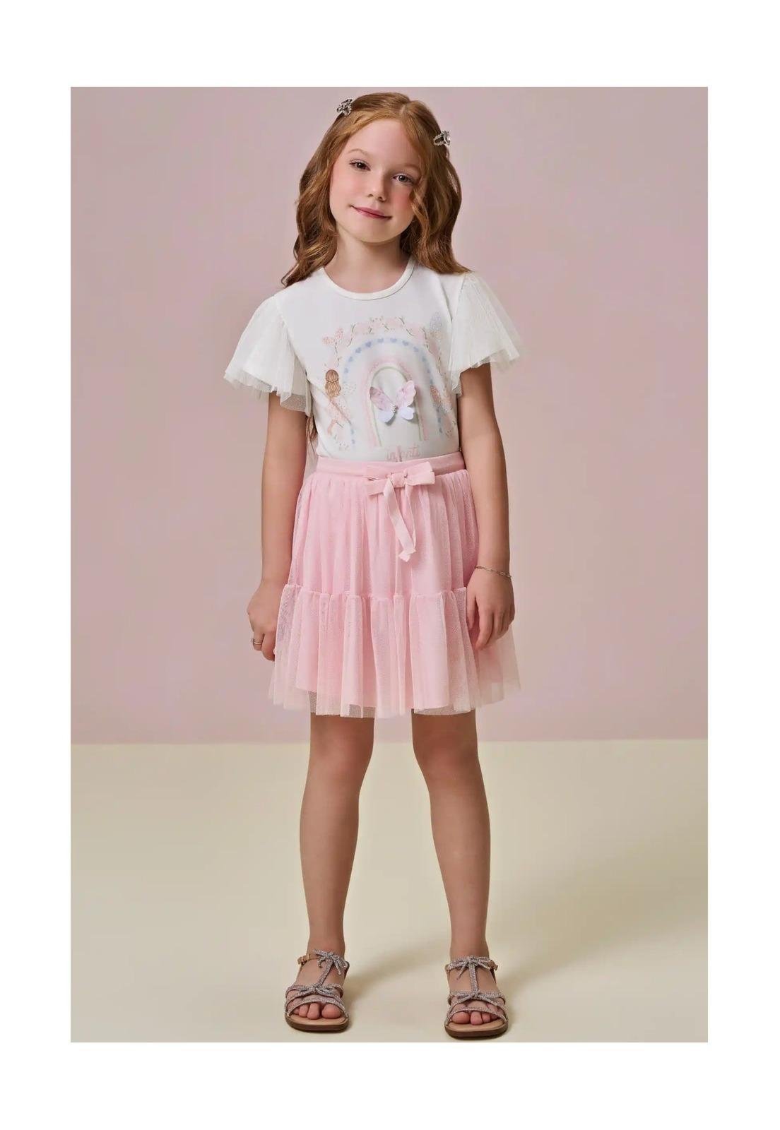 Infantil - Saia Rosa Tule Menina Infanti 3 Rosa