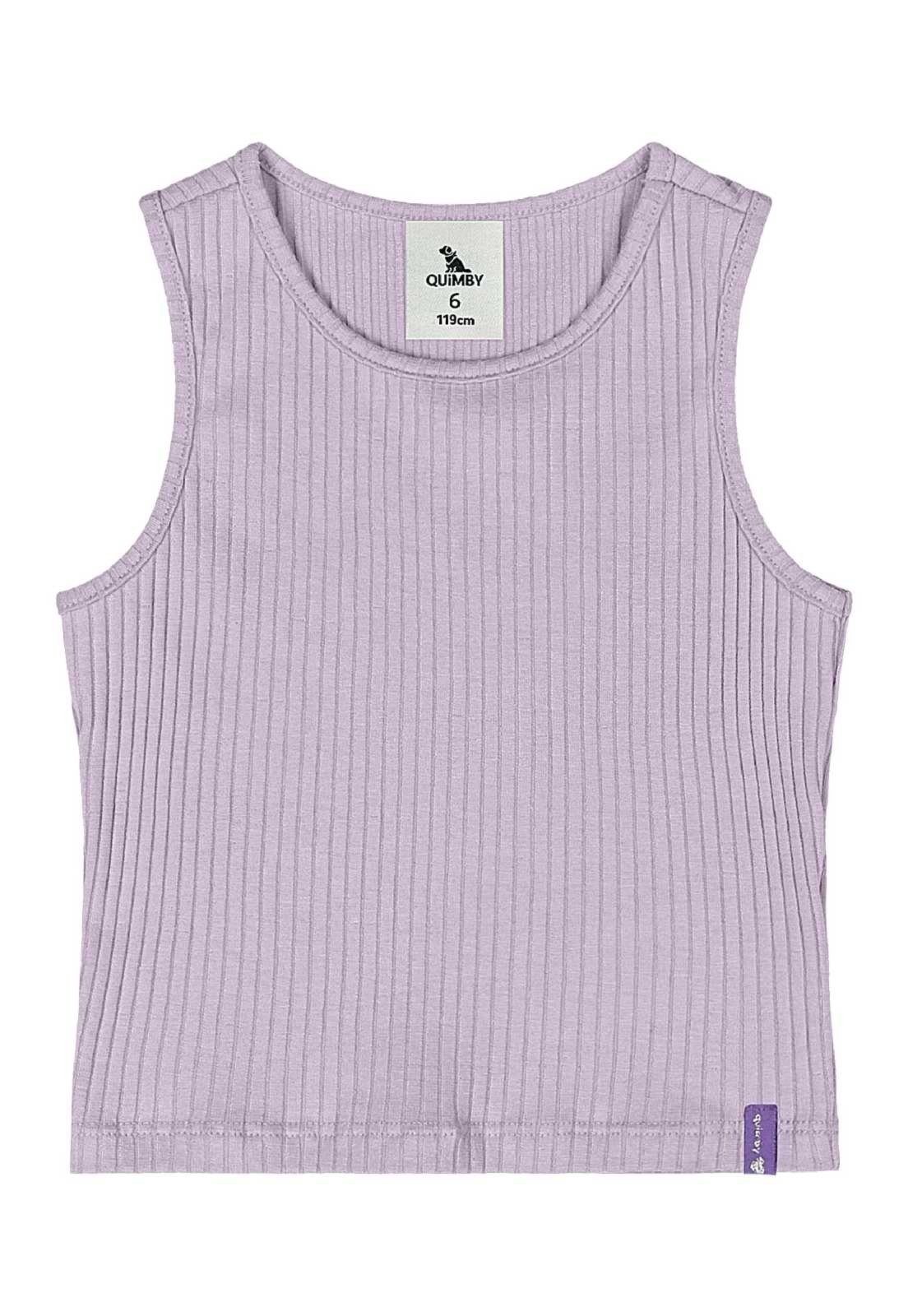 Infantil - Cropped em Ribana Canelada Menina Quimby Roxo
