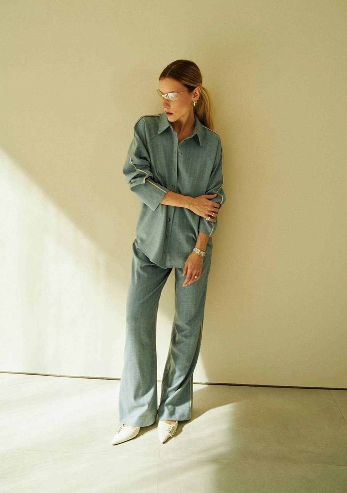 Calça Iódice Wide Média - Azul