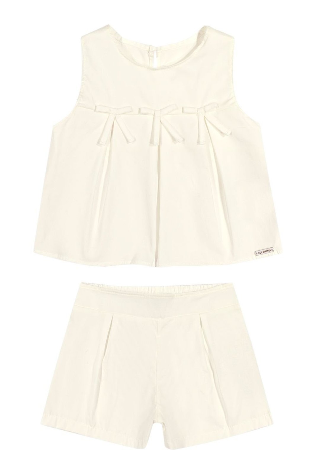 Infantil - Conjunto Menina Tricoline Pregas Colorittá Bege