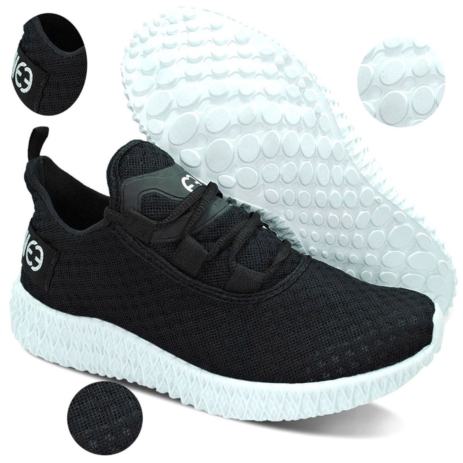 Tênis Boost Feminino Evoltenn Esporte Casual Colmeia Preto Branco