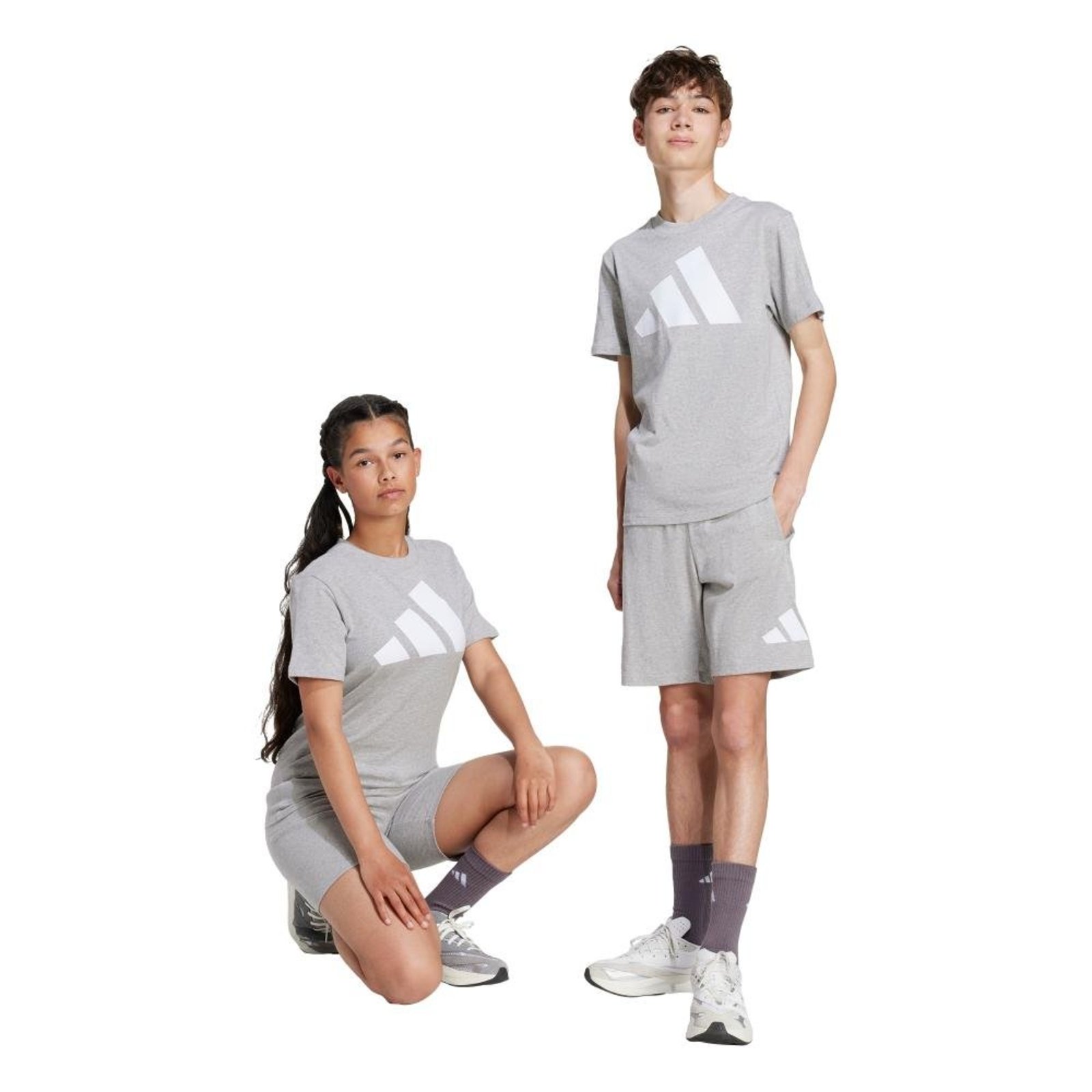 Infantil - Shorts Essentials Adidas Sportswear Cinza - Miniatura 2