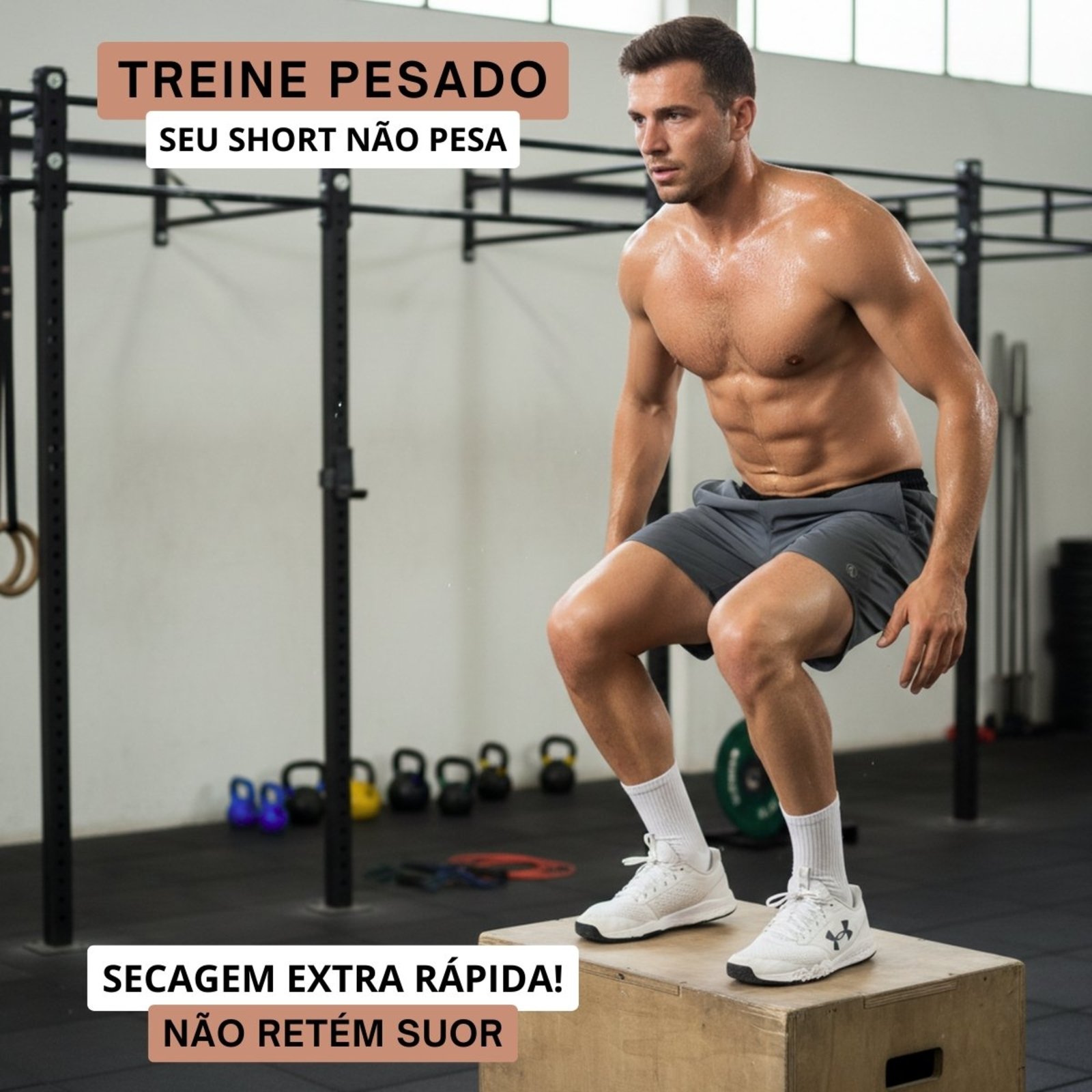 Kit 2 Short Esporte Masculino KS Bermuda Tactel com Elastano Futebol Praia Academia