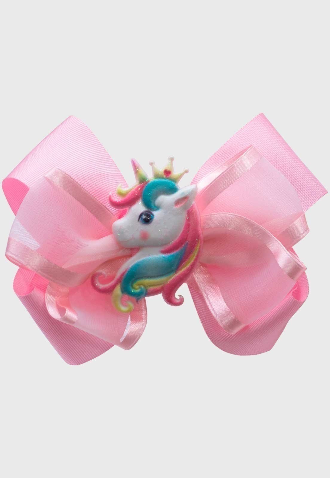 Vista 2 Infantil - Presilha Popidi Menina Unicornio Maior rosa Pópidí rosa