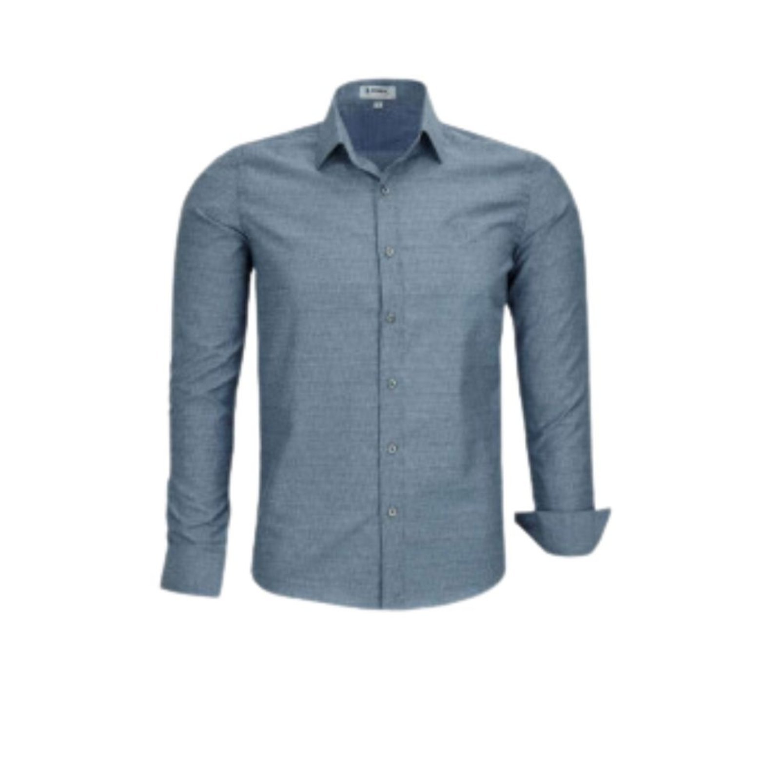 Camisa Manga Longa Amil Slim Tecido Misto Azul 1863
