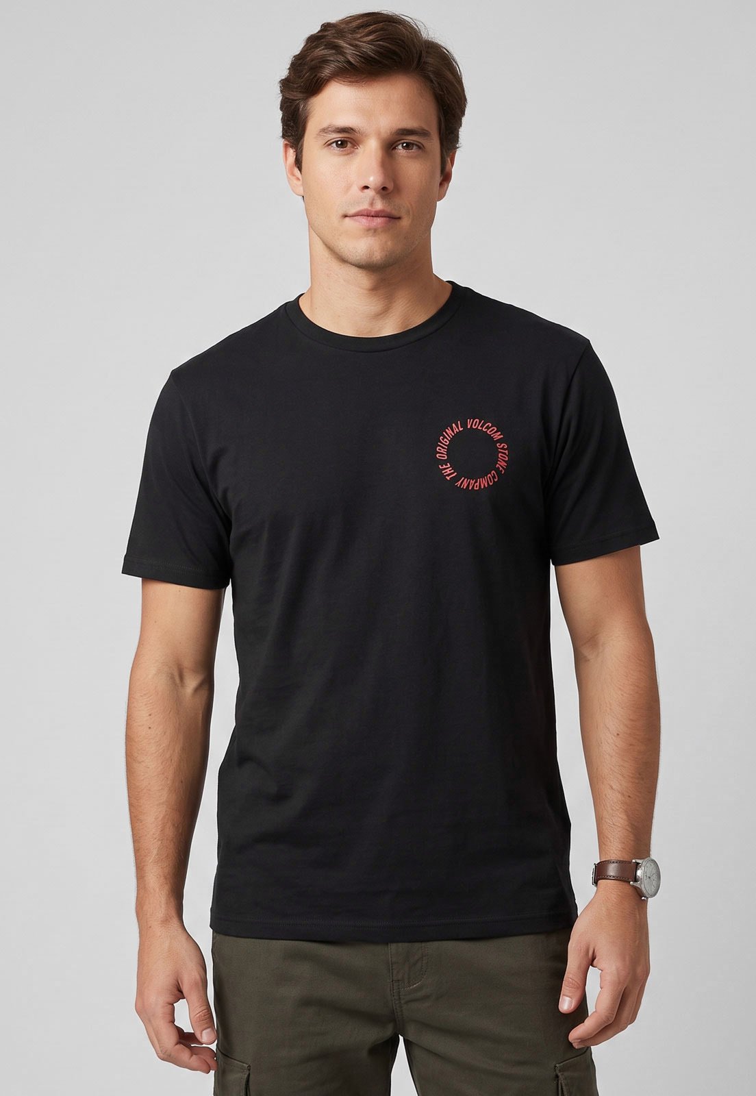 Camiseta Masculina Volcom Silk Round Out Preta