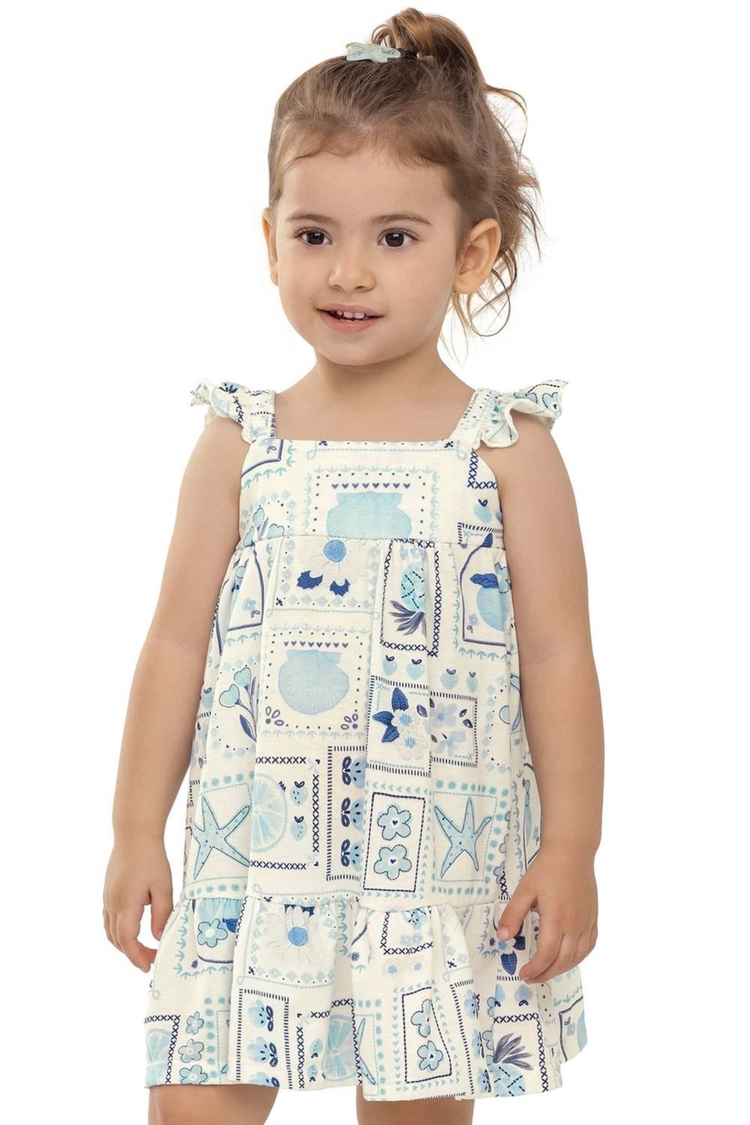Vista 2 Infantil - Vestido Menina Estampa Verão Elian Elian bege