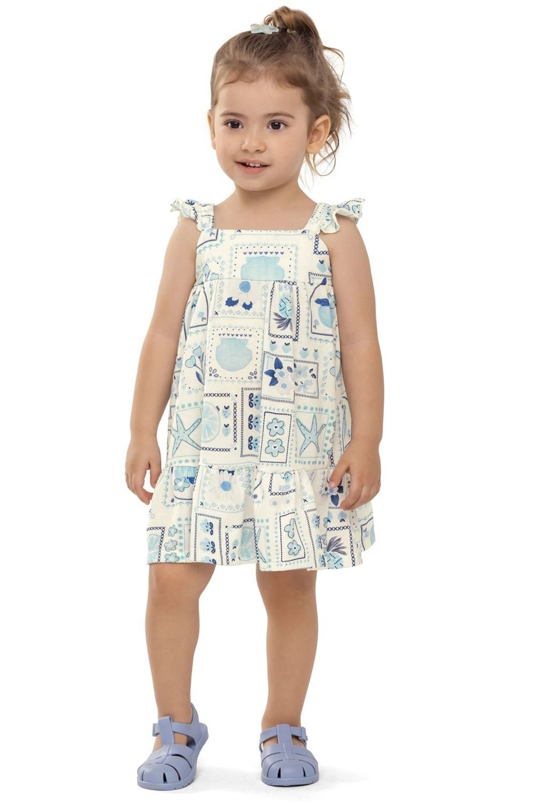 Vista 3 Infantil - Vestido Menina Estampa Verão Elian Elian bege