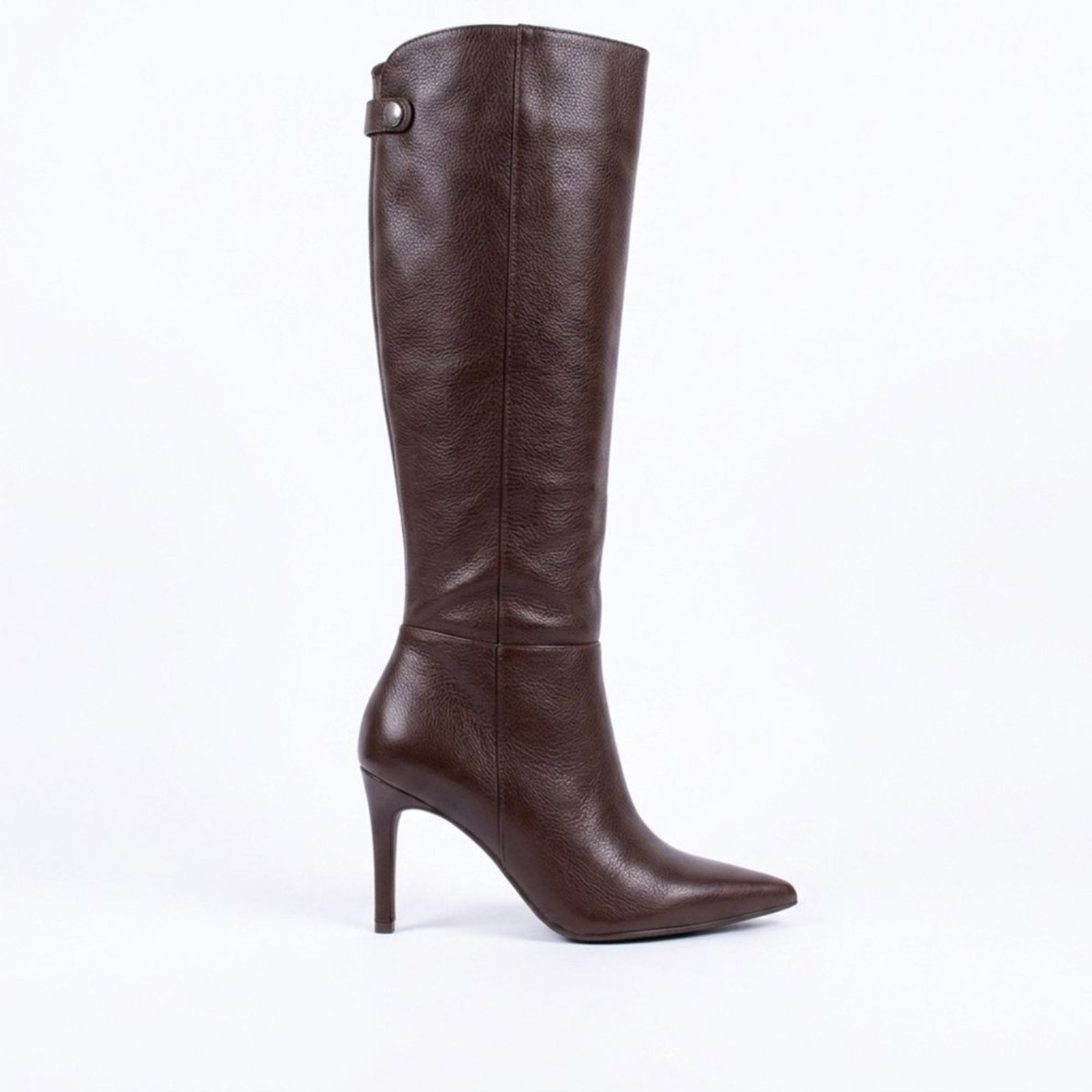 Bota Feminina Em Couro Cano Alto Via Marte 345-007 Via Marte Marrom