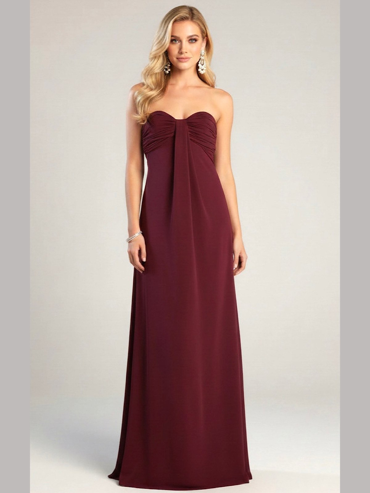 Vestido Longo Madrinha Tomara que Caia Miesse Marsala