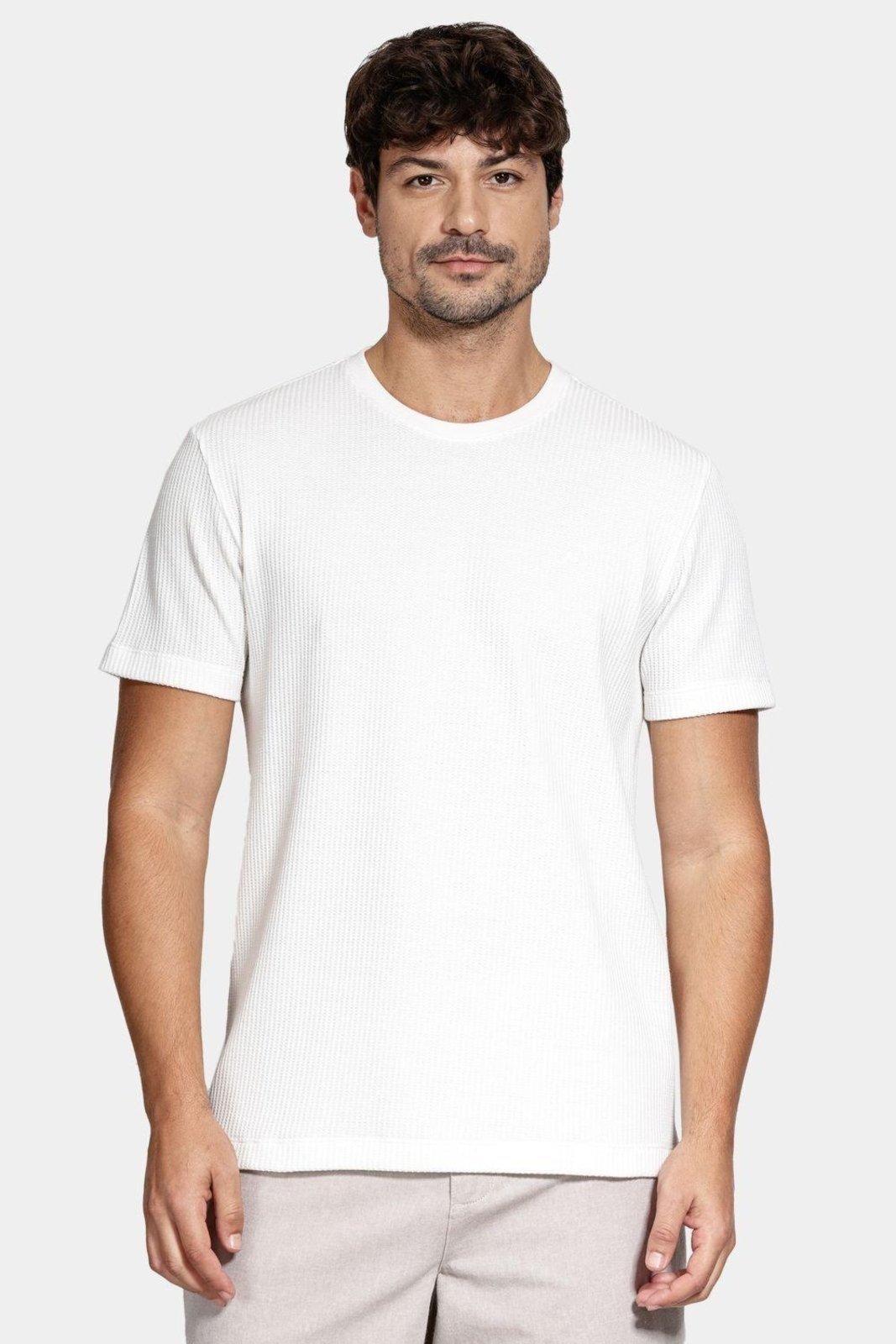 Vista 3 Camiseta Aramis Manga Curta Canelado Vegas Off White branco white Aramis branco white