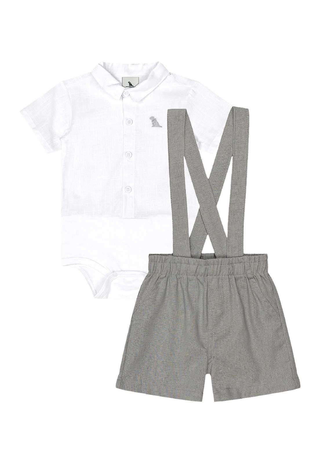 Vista 2 Infantil - Conjunto Body e Bermuda Quimby branco Quimby branco