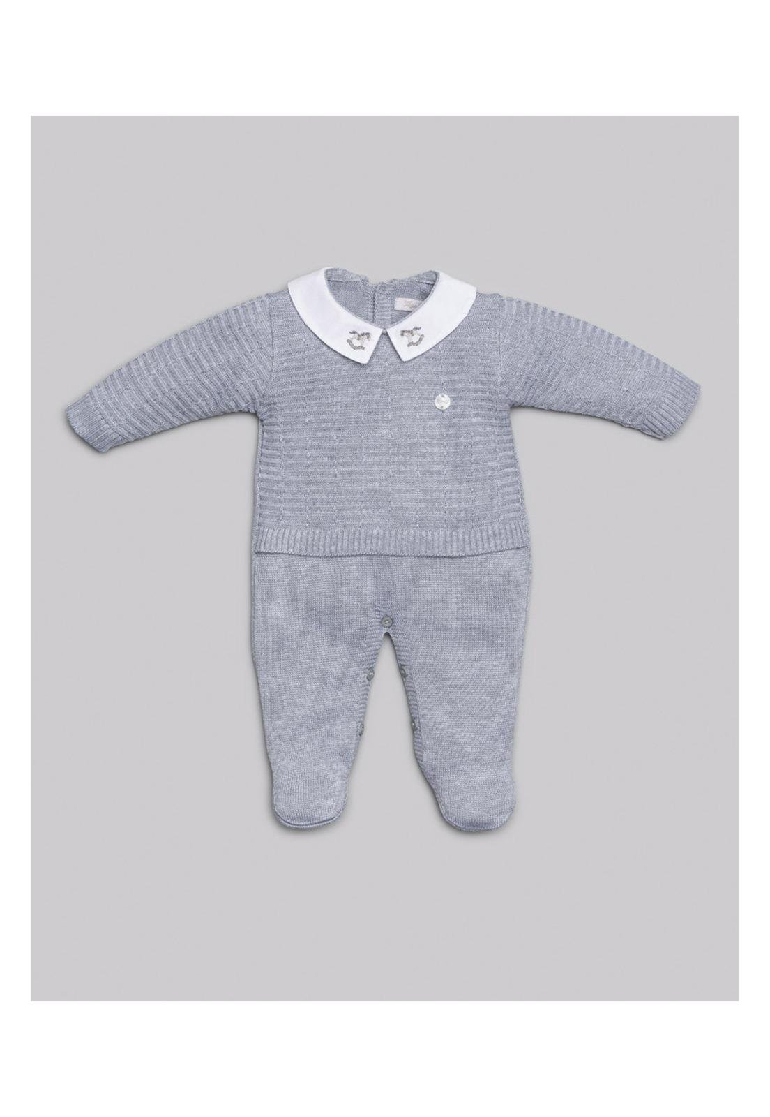 Infantil - Macacao Longo Cinza Anjos Baby M Azul