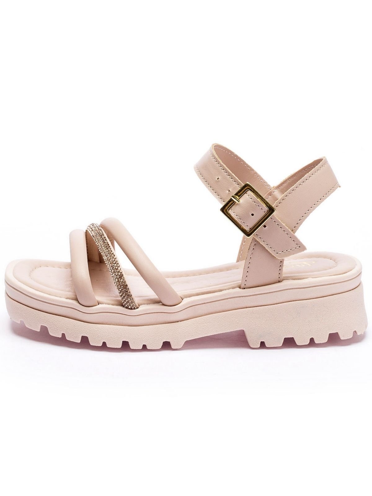 Infantil – Sandália Feminina Tininha Tiras Strass Nude
